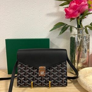 GOYARD Calfskin Chypre Wallet Pouch Black